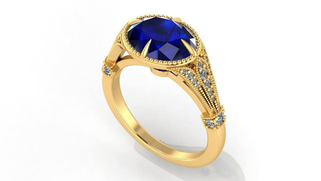 Sapphire Diamond 18kt Custom Engagement Ring