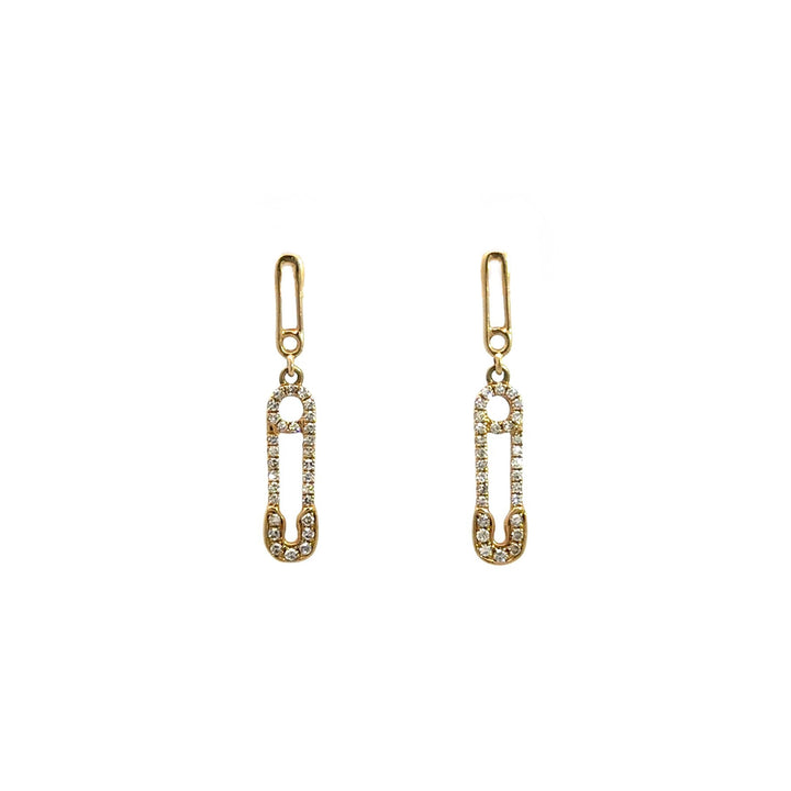 Safety Pin Diamond Drop Earrings