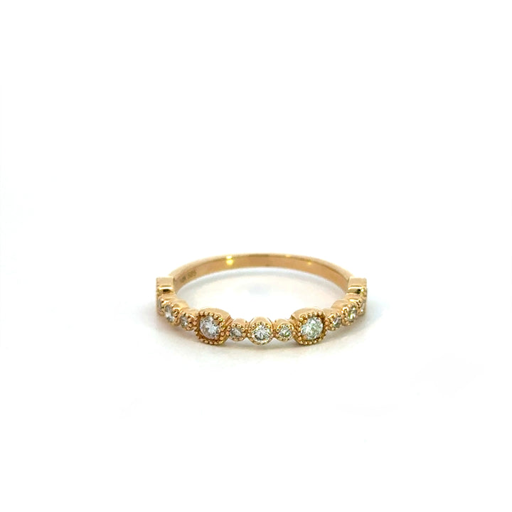 Big Bubble Round Diamond Milgrain Stack Ring
