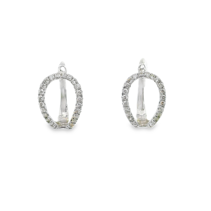 Curvy Diamond Hoop Leverback Earrings