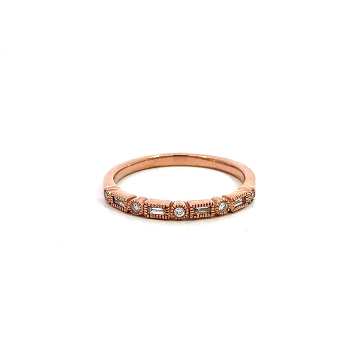 Baguette and Round Milgrain Stack Ring