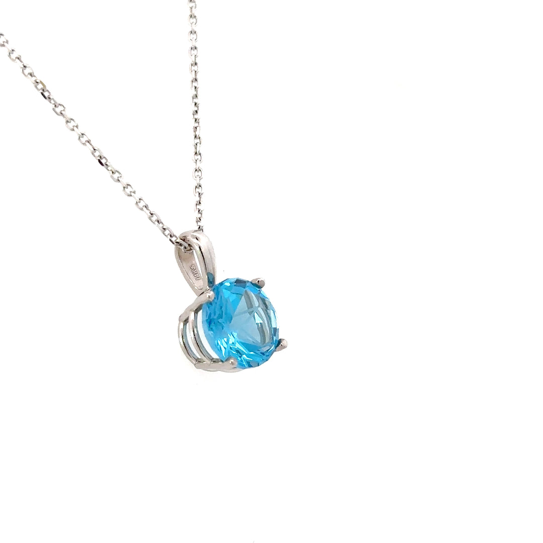 Lone Star Cut Blue Topaz Yellow Gold Necklace