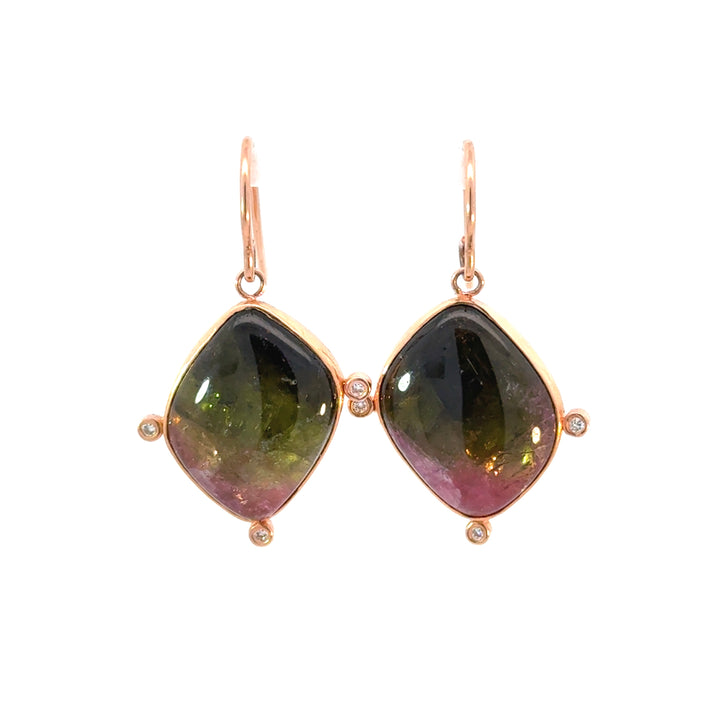 Cabochon Watermelon Tourmaline Earrings