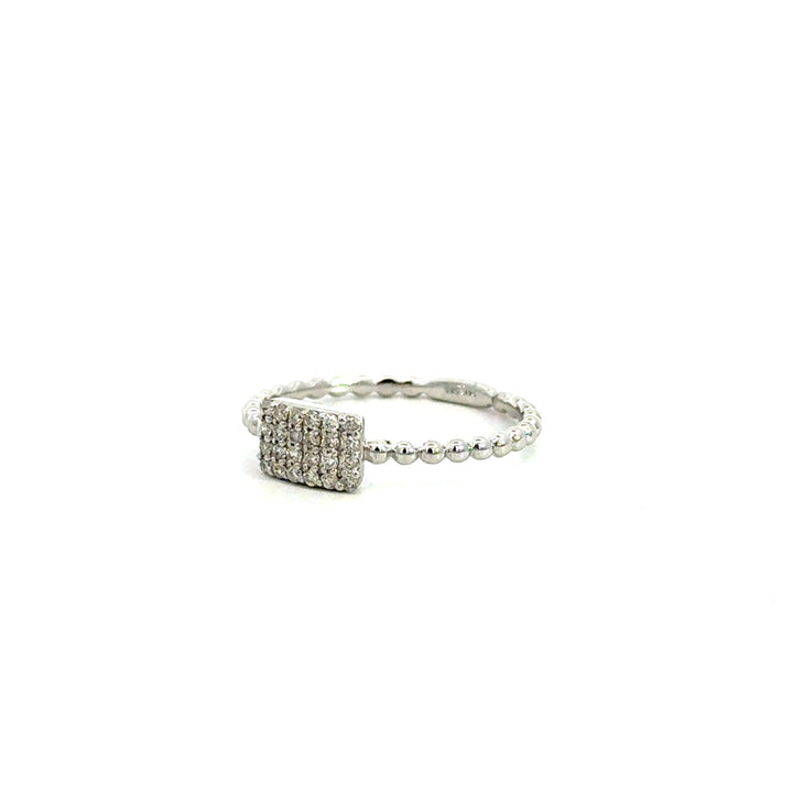 White Gold Rectangle Pave Ring