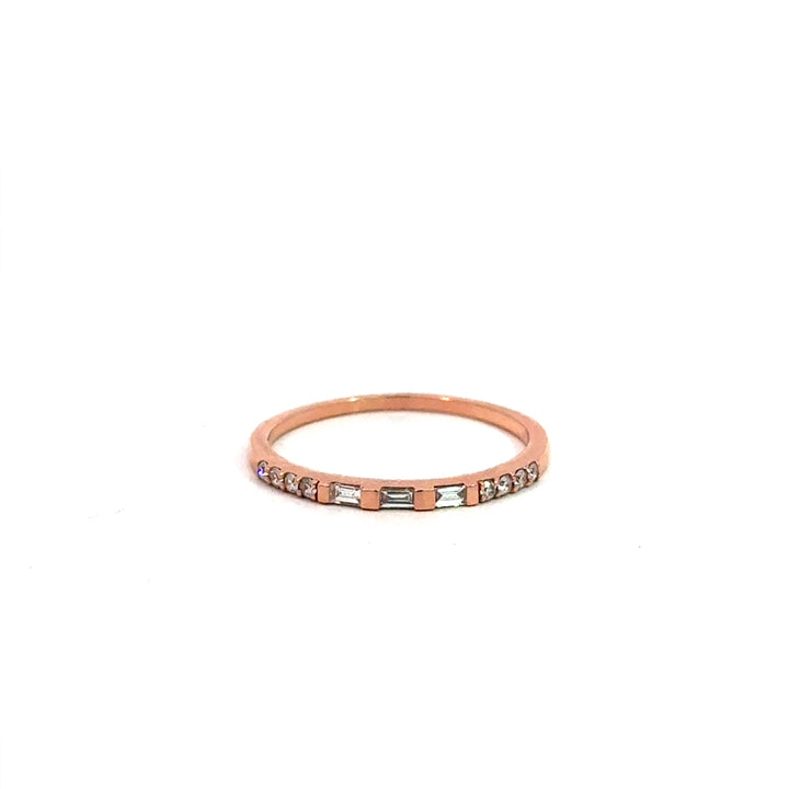 Rose Gold Baguette and Round Diamond Band