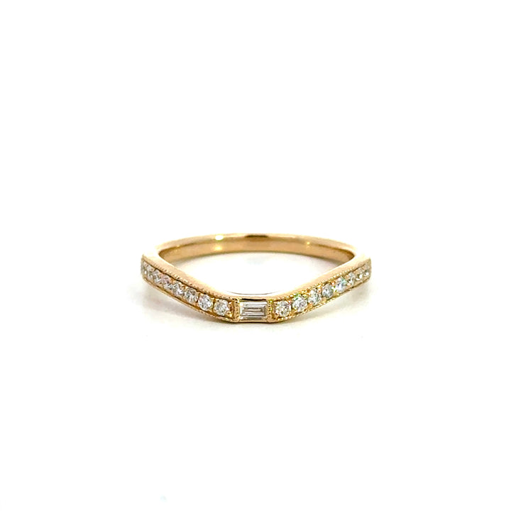 Baguette and Round Diamond Curve Ring