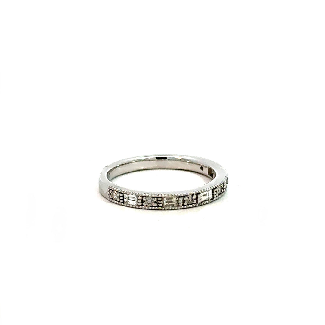 Milgrain Round and Baguettte Stack Ring