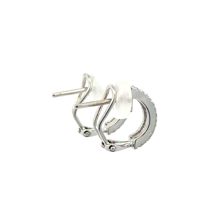 14k White Gold Spinel and Diamond Round Hoop Earrings