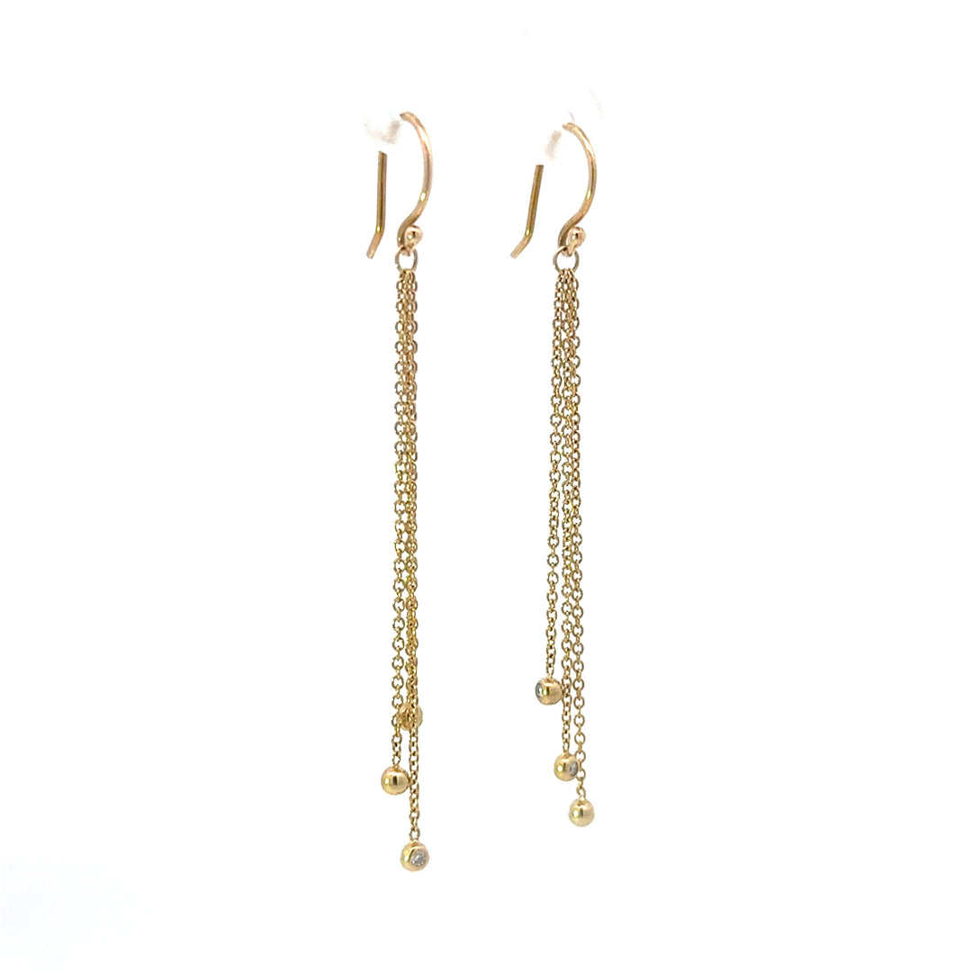 Yellow Gold Triple Dangle Earrings