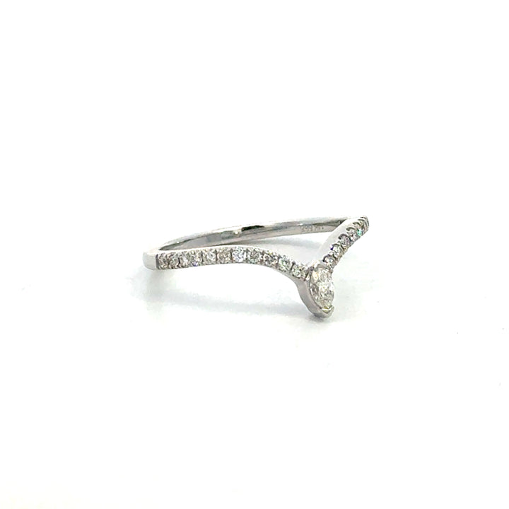 14k White Gold Round and Marquise Countour Ring