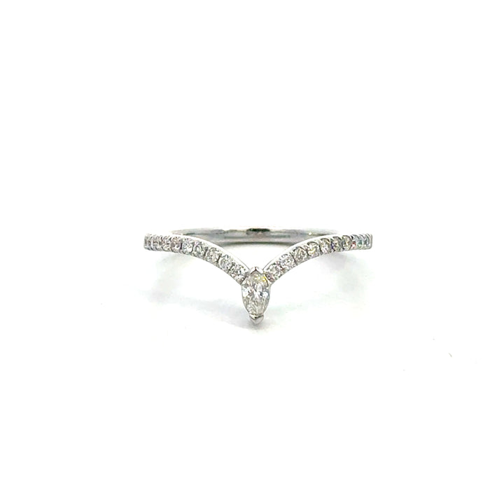 14k White Gold Round and Marquise Countour Ring
