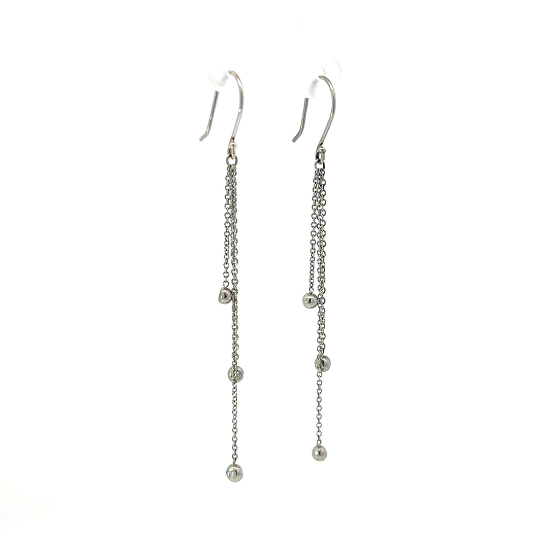 White Gold Triple Dangle Earrings