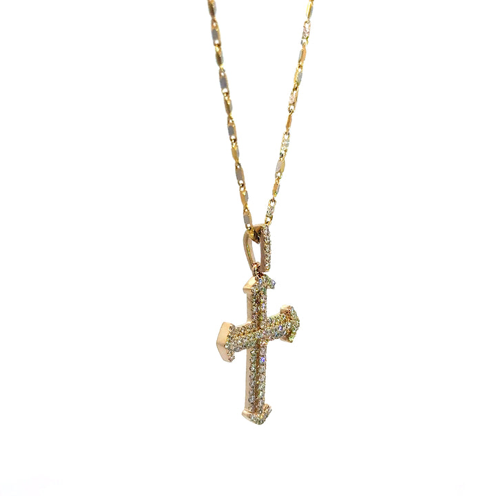 14k Two Tone Diamond Cross Necklace