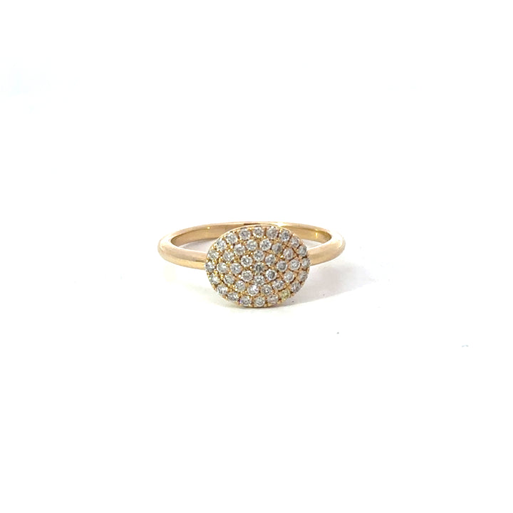 14k YG Oval Diamond Pave Ring