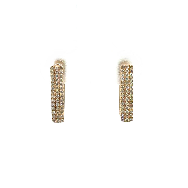 14k Yellow Gold Round Diamond Huggies Manhattan Earrings