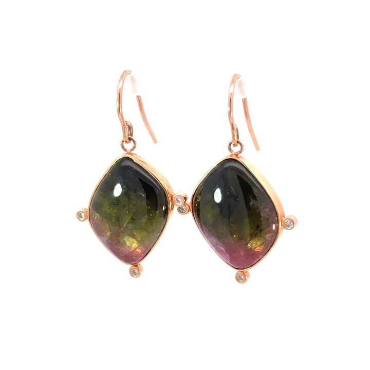 Cabochon Watermelon Tourmaline Earrings