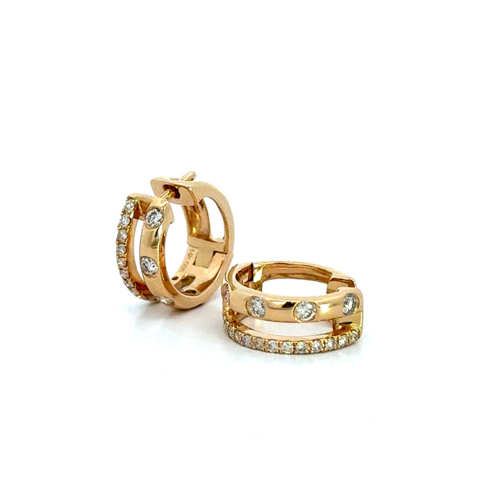 Double Diamond Huggie Hoops