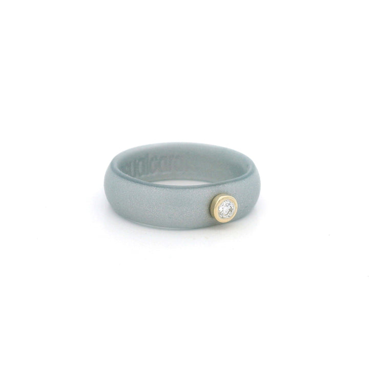 Metallic Silver Bigger Diamond Silicone Ring