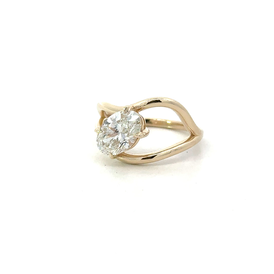 Slanted Solitaire Ring