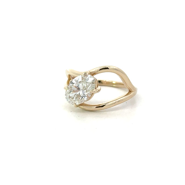 Slanted Solitaire Ring