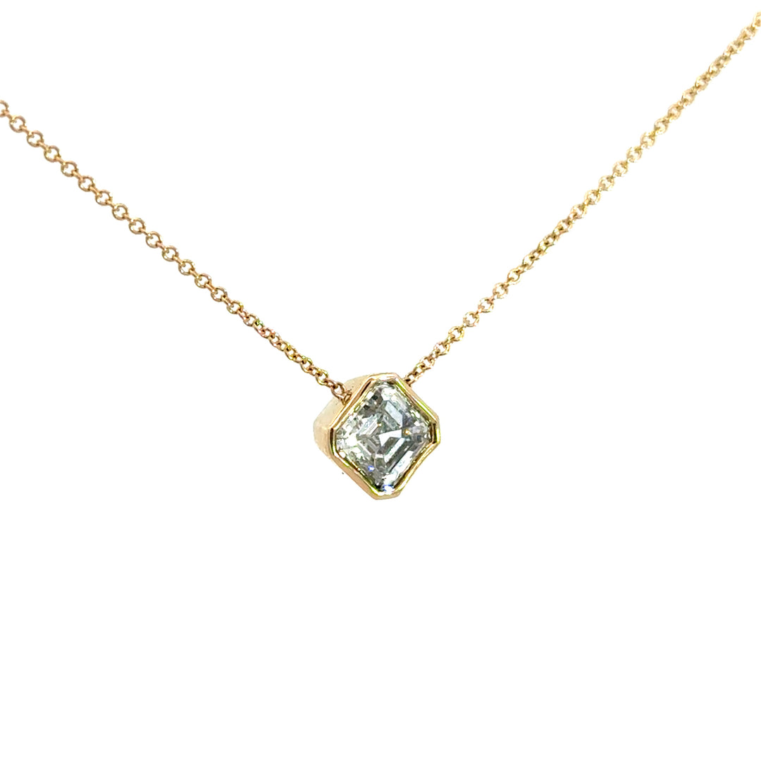 14k Yellow Gold Lab Grown Diamond Rose Necklace
