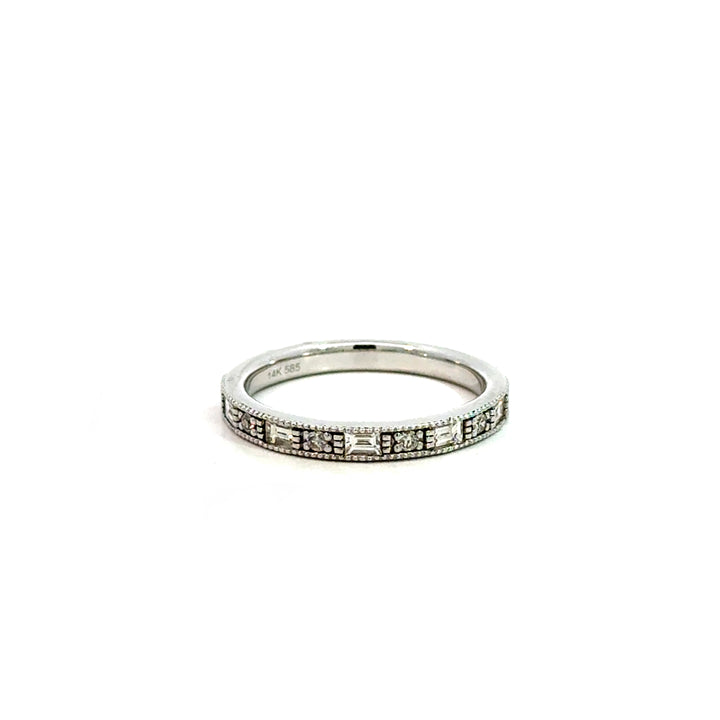 Milgrain Round and Baguettte Stack Ring