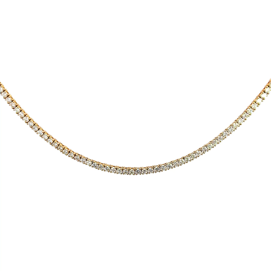 14k Yellow Gold 7 ctw Lab Grown Tennis Necklace