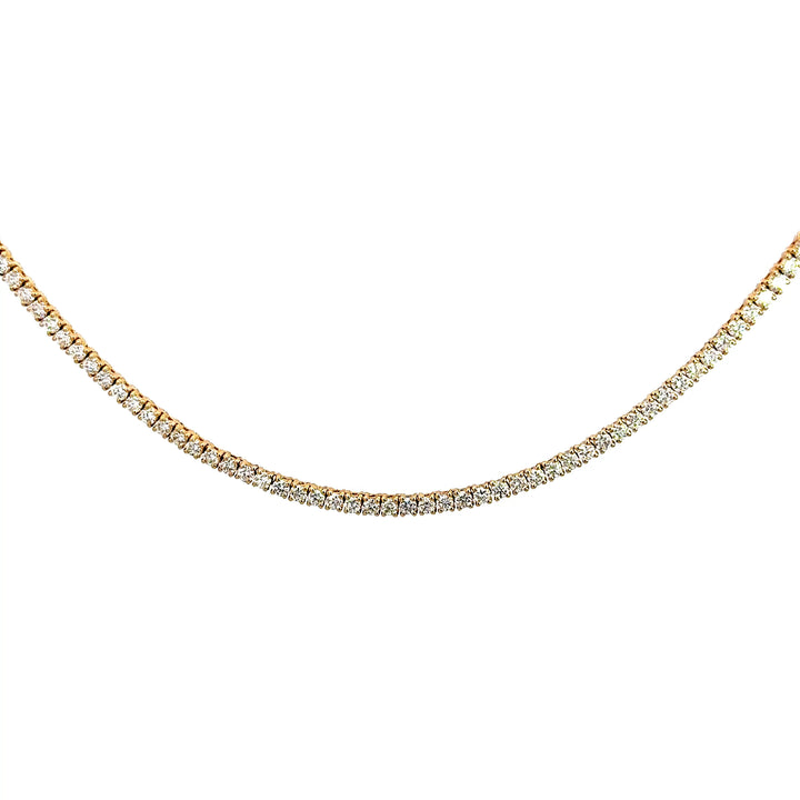 14k Yellow Gold 7 ctw Lab Grown Tennis Necklace