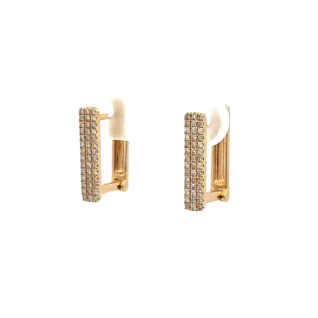 14k Yellow Gold Round Diamond Huggies Manhattan Earrings