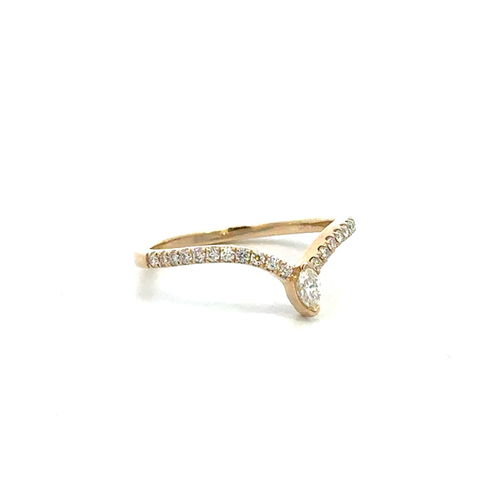 14k Yellow Gold Round and Marquise Countour Ring