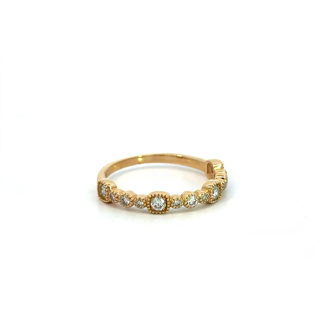 Big Bubble Round Diamond Milgrain Stack Ring