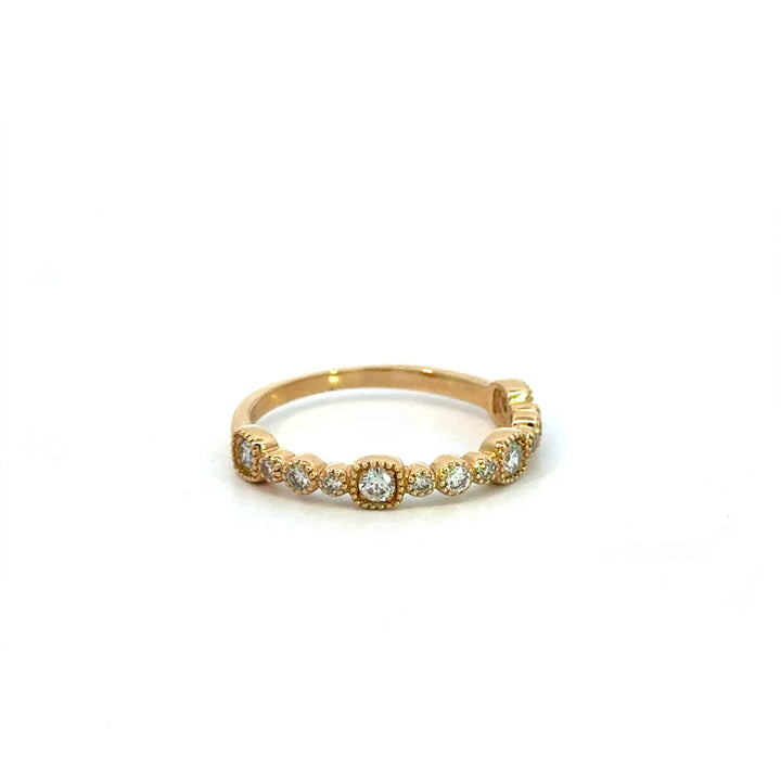 Big Bubble Round Diamond Milgrain Stack Ring