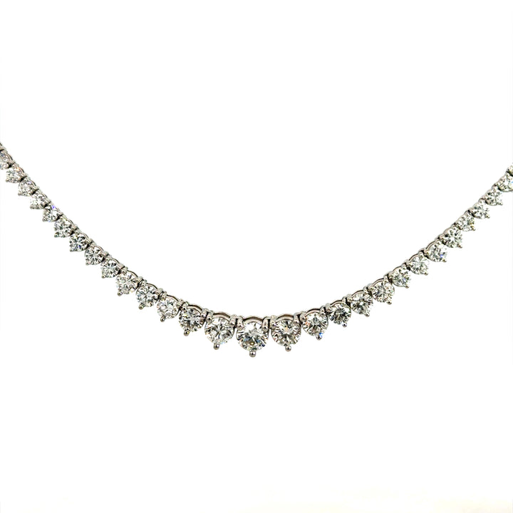 14k White Gold Lab Grown Graduated Riviera Diamond Necklace