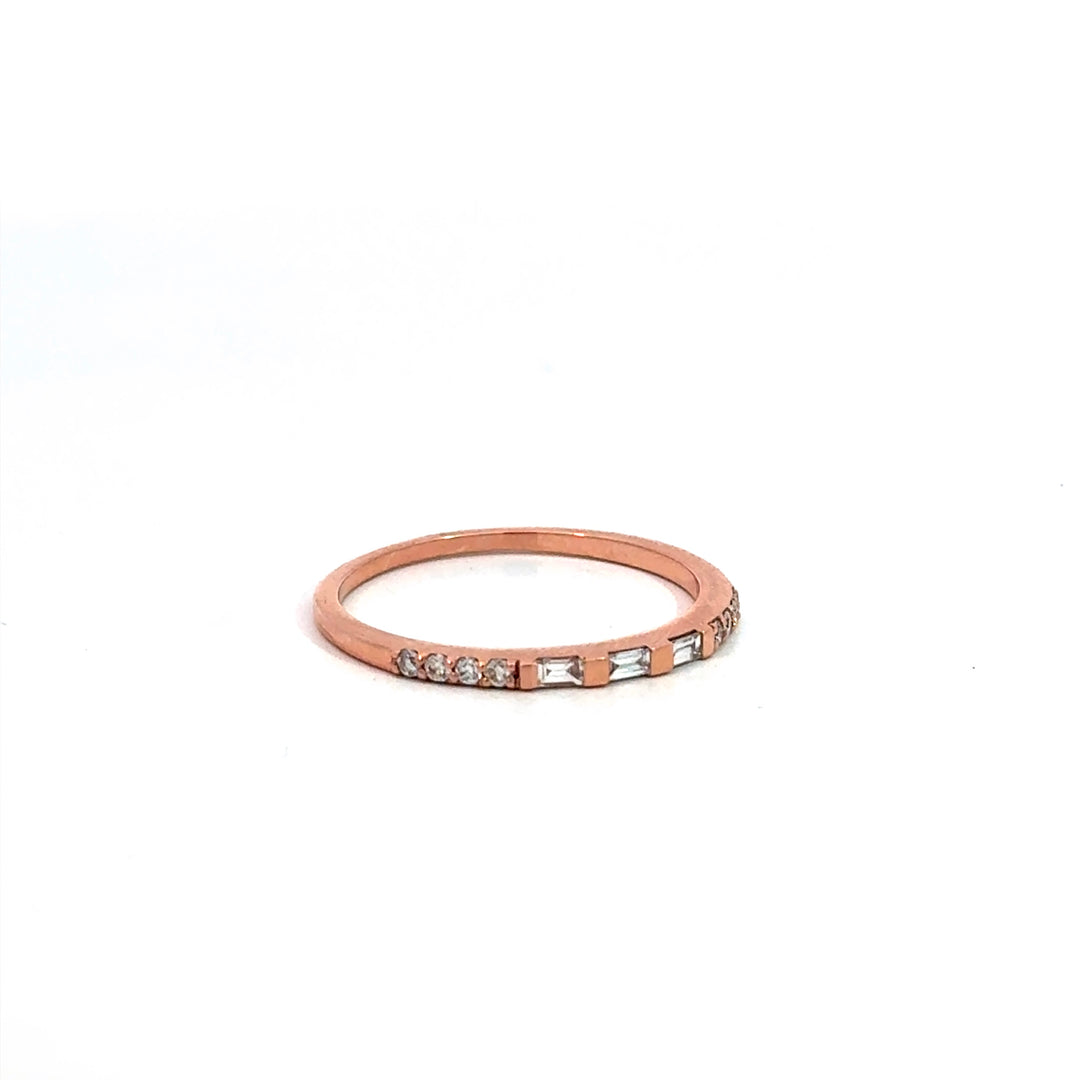 Rose Gold Baguette and Round Diamond Band