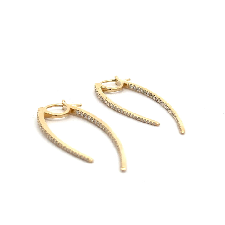 Sabre Tooth Diamond Yellow Gold Earrings