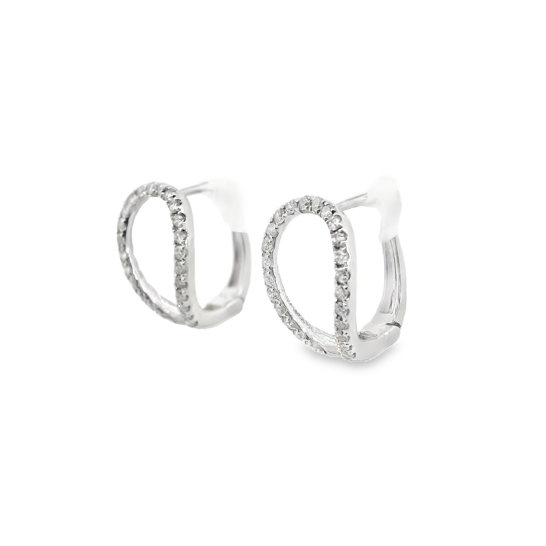 Curvy Diamond Hoop Leverback Earrings