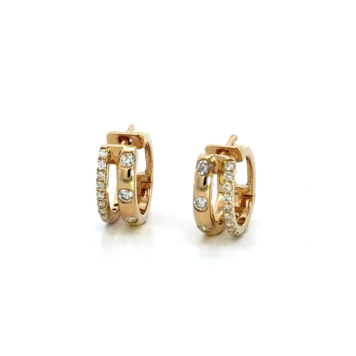 Double Diamond Huggie Hoops