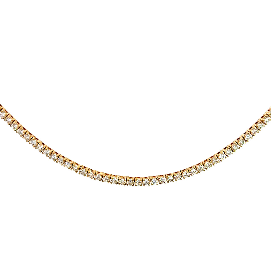 14k Yellow Gold 10 ctw Lab Grown Tennis Necklace