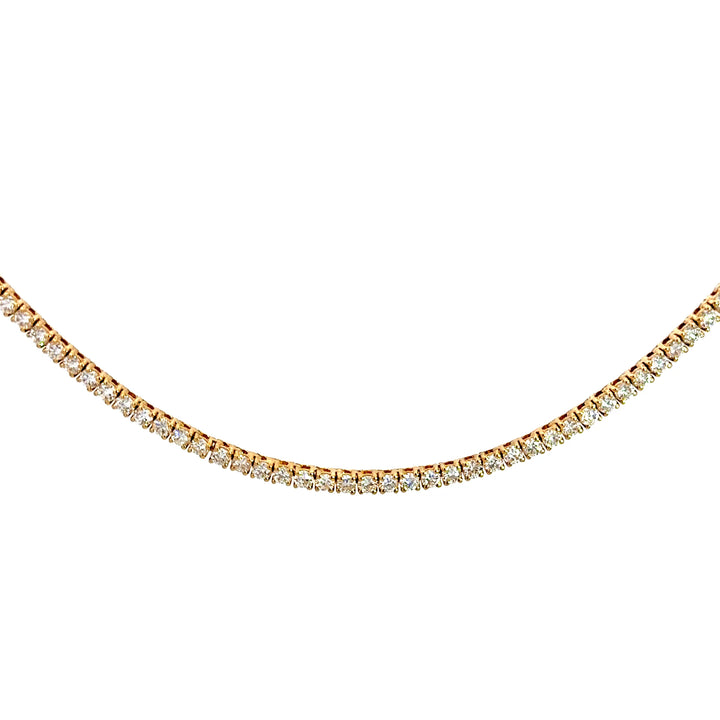 14k Yellow Gold 10 ctw Lab Grown Tennis Necklace