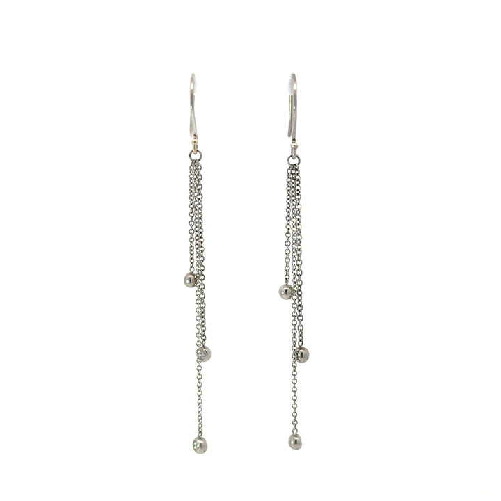 White Gold Triple Dangle Earrings