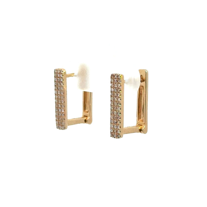 14k Yellow Gold Round Diamond Huggies Manhattan Earrings