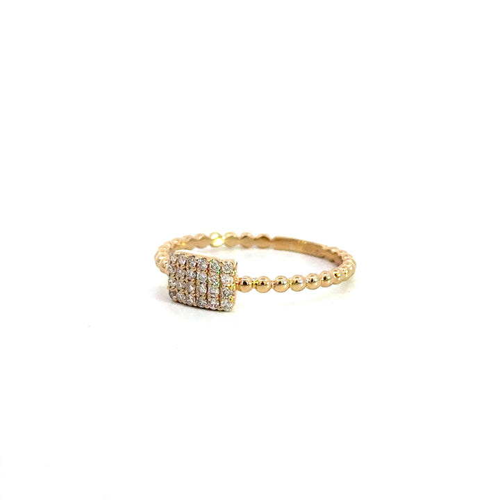 Yellow Gold Rectangle Pave Ring