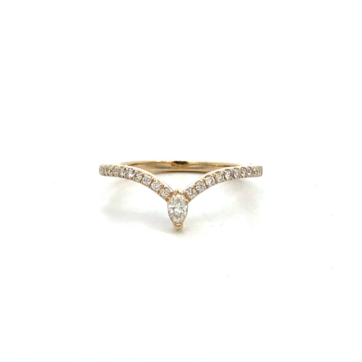 14k Yellow Gold Round and Marquise Countour Ring