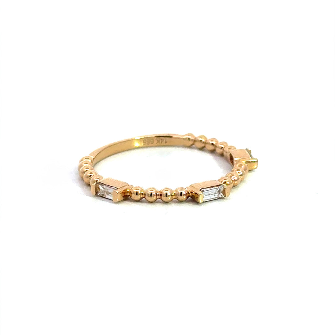 Baguette and Beads Stack Ring
