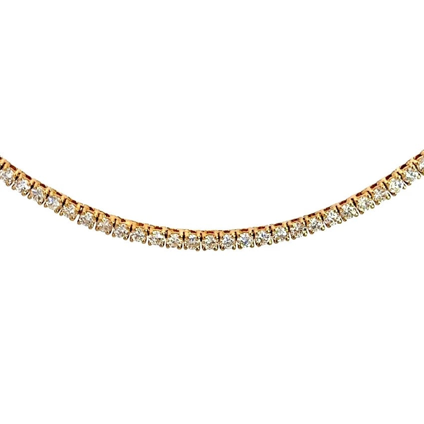 14k Yellow Gold 10 ctw Lab Grown Tennis Necklace