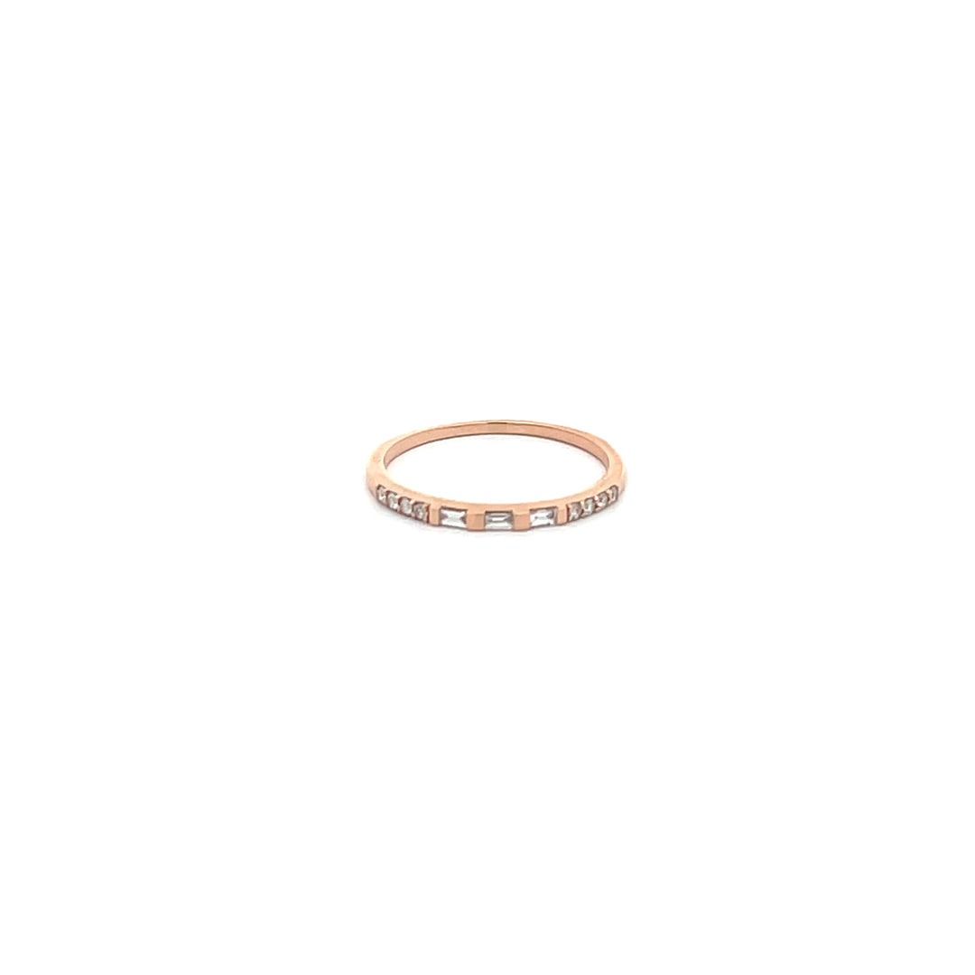 Rose Gold Baguette and Round Diamond Band