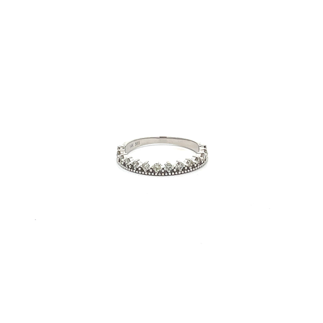 Round Diamond Beaded Crown Stack Ring