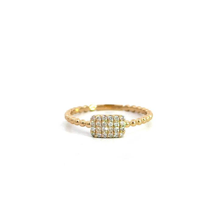 Yellow Gold Rectangle Pave Ring