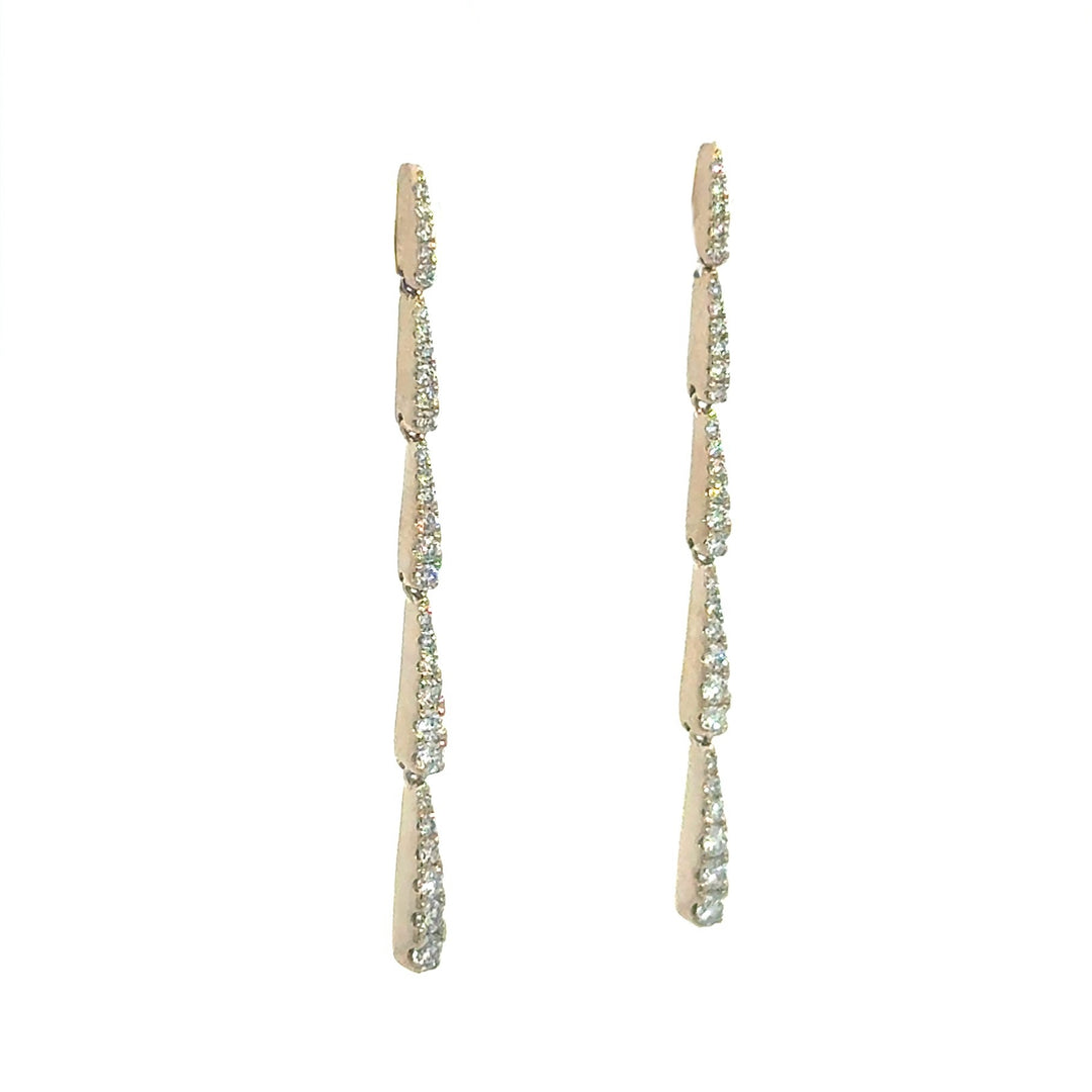 Droplet Earring 14k Yellow Gold Round Diamond Dangle Earrings