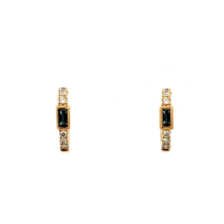Sapphire and Diamond Huggie Hoops